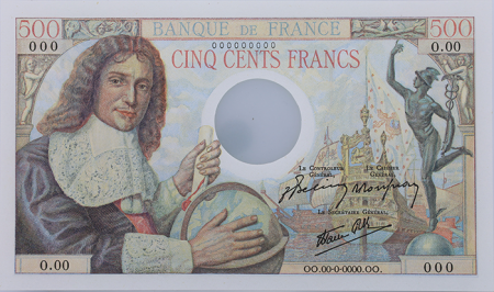 France 500 Francs Colbert - ND (1943) - Epreuve Specimen - perforation
