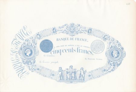 France 500 Francs Indices noirs - Epreuve bleue type 1863
