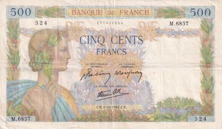 France 500 Francs La Paix - 01-10-1942 - Série M.6857