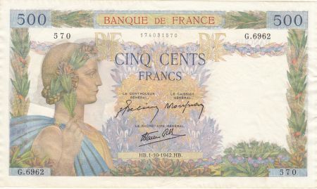 France 500 Francs La Paix - 01-10-1942 Série G.6962