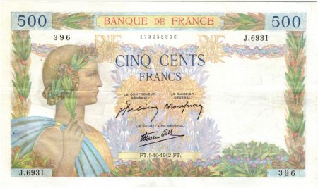 France 500 Francs La Paix - 01-10-1942 Série J.6931