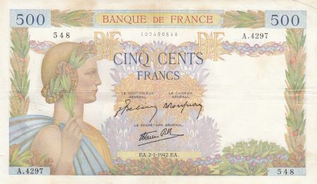 France 500 Francs La Paix - 02-01-1942 Série A.4297
