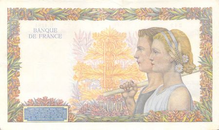 France 500 Francs La Paix - 02-01-1942 Série U.4284-249 - TTB+