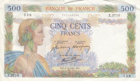 France 500 Francs La Paix - 02-10-1941 Série Z.3710 - TTB