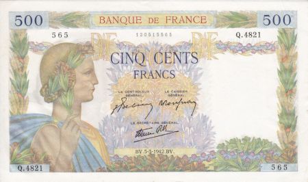 France 500 Francs La Paix - 05-03-1942 Série Q.4821