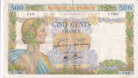 France 500 Francs La Paix - 05-11-1942 - Série T.7385