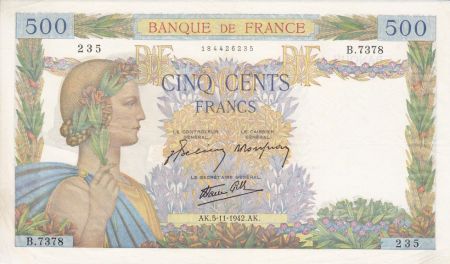 France 500 Francs La Paix - 05-11-1942 Série B.7378