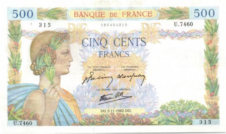 France 500 Francs La Paix - 05-11-1942 Série U.7460