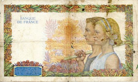 France 500 Francs La Paix - 05-12-1940 - Série D.1538 - TB