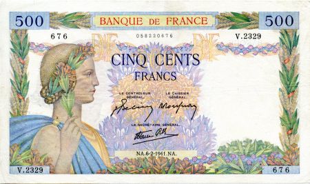 France 500 Francs La Paix - 06-02-1941 - Série V.2329 - TTB