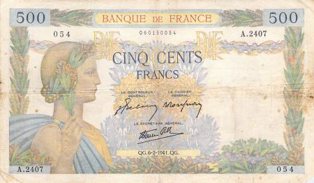 France 500 Francs La Paix - 06-02-1941 Série A.2407 - TB