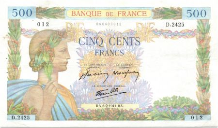 France 500 Francs La Paix - 06-02-1941 Série D.2425