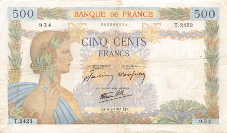 France 500 Francs La Paix - 06-02-1941 Série T.2423 - TB