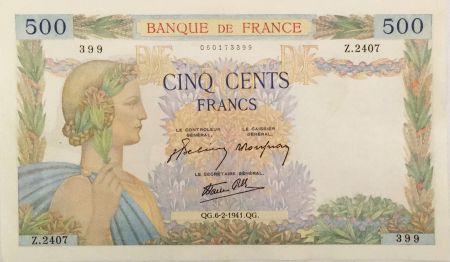 France 500 Francs La Paix - 06-02-1941 Série Z.2407 - TTB+