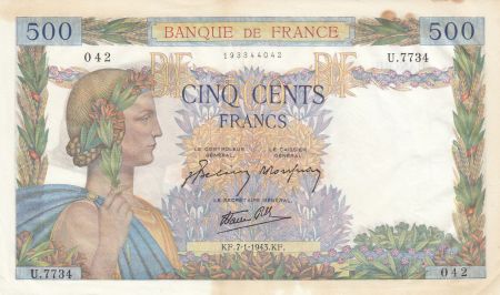 France 500 Francs La Paix - 07-01-1943 - Série U.7734