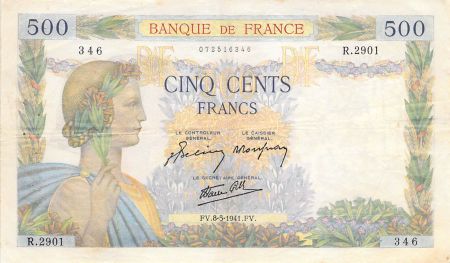 France 500 Francs La Paix - 08-05-1941 Série R.2901 - TTB