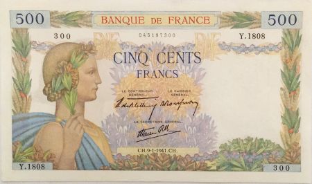 France 500 Francs La Paix - 09-01-1941 Série Y.1808 - TTB+