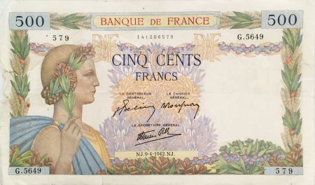 France 500 Francs La Paix - 09-04-1942 - Série G.5649 - B