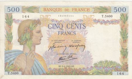 France 500 Francs La Paix - 09-04-1942 Série T.5400 - TTB