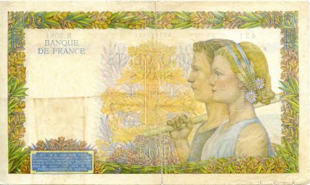 France 500 Francs La Paix - 11-06-1941 - Série R.3084 - TB+