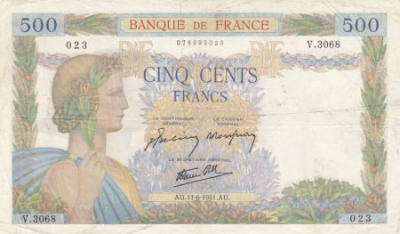 France 500 Francs La Paix - 11-06-1941 Série V.3068 - TTB