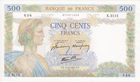 France 500 Francs La Paix - 11-06-1941 Série X.3115
