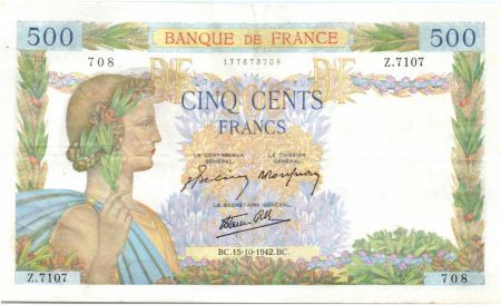 France 500 Francs La Paix - 15-10-1942 Série Z.7107
