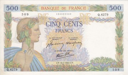 France 500 Francs La Paix - 16-07-1942 Série Q.6279