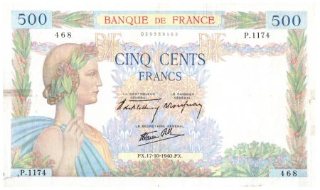 France 500 Francs La Paix - 17-10-1940 Série P.1174-468