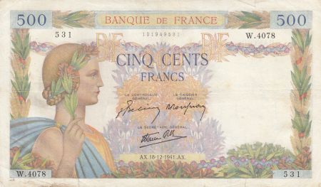 France 500 Francs La Paix - 18-12-1941 Série W.4078