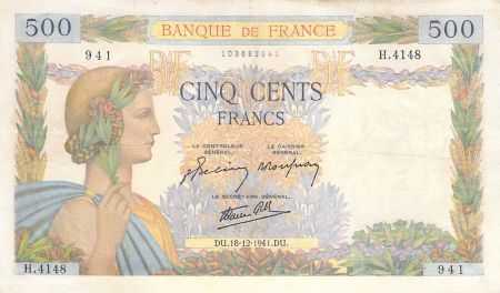 France 500 Francs La Paix - 18-12-1941 Série Z.4148 - TTB