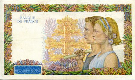 France 500 Francs La Paix - 19-12-1940 - Série R.1695 - TTB