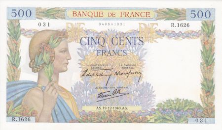 France 500 Francs La Paix - 19-12-1940 Série R.1626