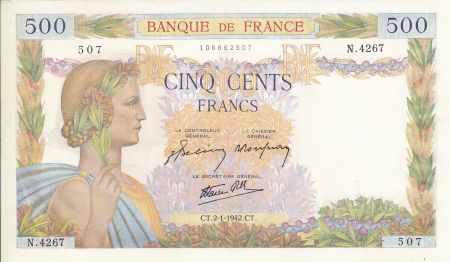 France 500 Francs La Paix - 2/1/1942 Série N. 4267
