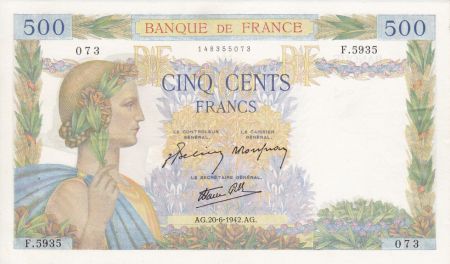 France 500 Francs La Paix - 20-06-1942 Série F.5935