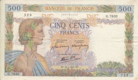 France 500 Francs La Paix - 25-02-1943 Série G. 7830