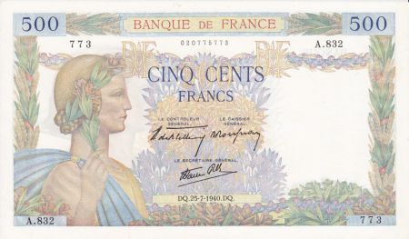 France 500 Francs La Paix - 25-07-1940 Série A.832