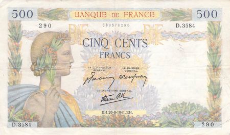 France 500 Francs La Paix - 28-08-1941 Série D.3584 - TTB