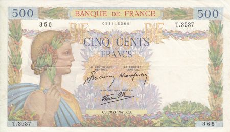 France 500 Francs La Paix - 28/8/1941 Série T. 3537