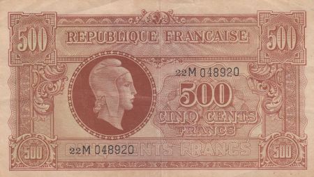 France 500 Francs Marianne - 04-06-1945 Lettre M - Série 22 M