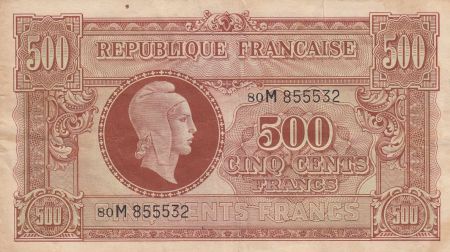 France 500 Francs Marianne - 04-06-1945 Lettre M - Série 80 M
