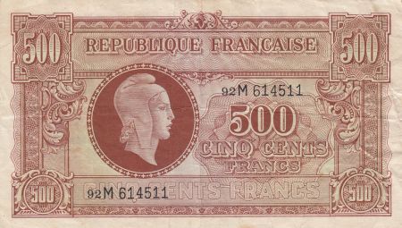 France 500 Francs Marianne - 04-06-1945 Lettre M - Série 92 M
