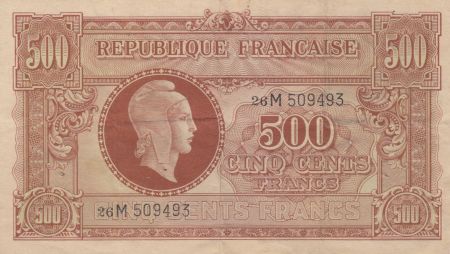 France 500 Francs Marianne - 1945 - Série 26M - TTB