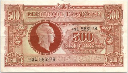 France 500 Francs Marianne - 1945 Lettre L - Série 43 L