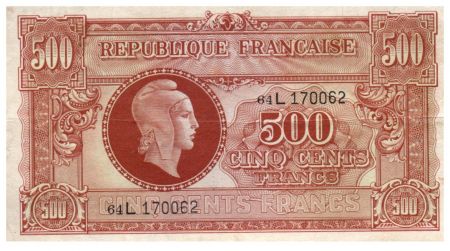 France 500 Francs Marianne - 1945 Lettre L - Série 64 L - TTB