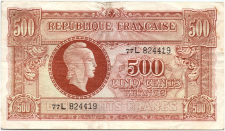 France 500 Francs Marianne - 1945 Lettre L - Série 77 L