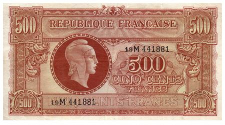 France 500 Francs Marianne - 1945 Lettre M - Série 19 M - TTB