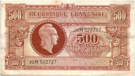 France 500 Francs Marianne - 1945 Lettre M - Série 22 M