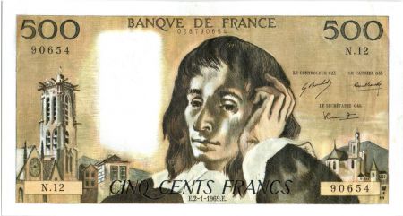France 500 Francs Pascal - 02-01-1969 -  N.12