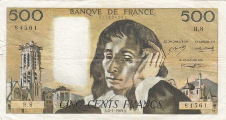 France 500 Francs Pascal - 02-01-1969 - Série B.8
